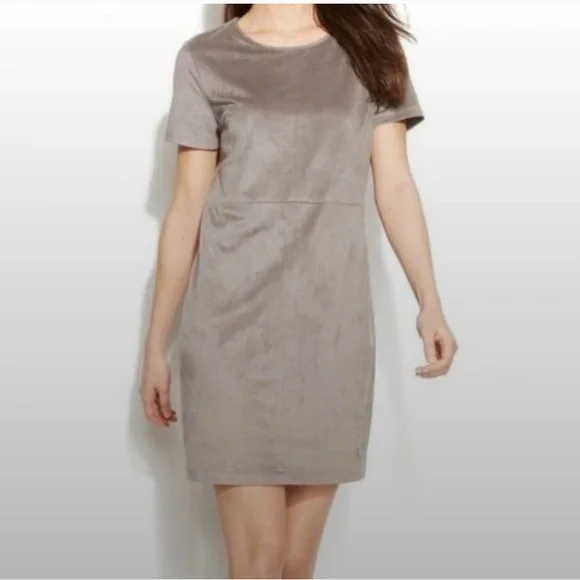 Vince Camuto | Dresses | Nwot Vince Camuto Taupe Suede Shirt Dress Women  Size 4 | Poshmark
